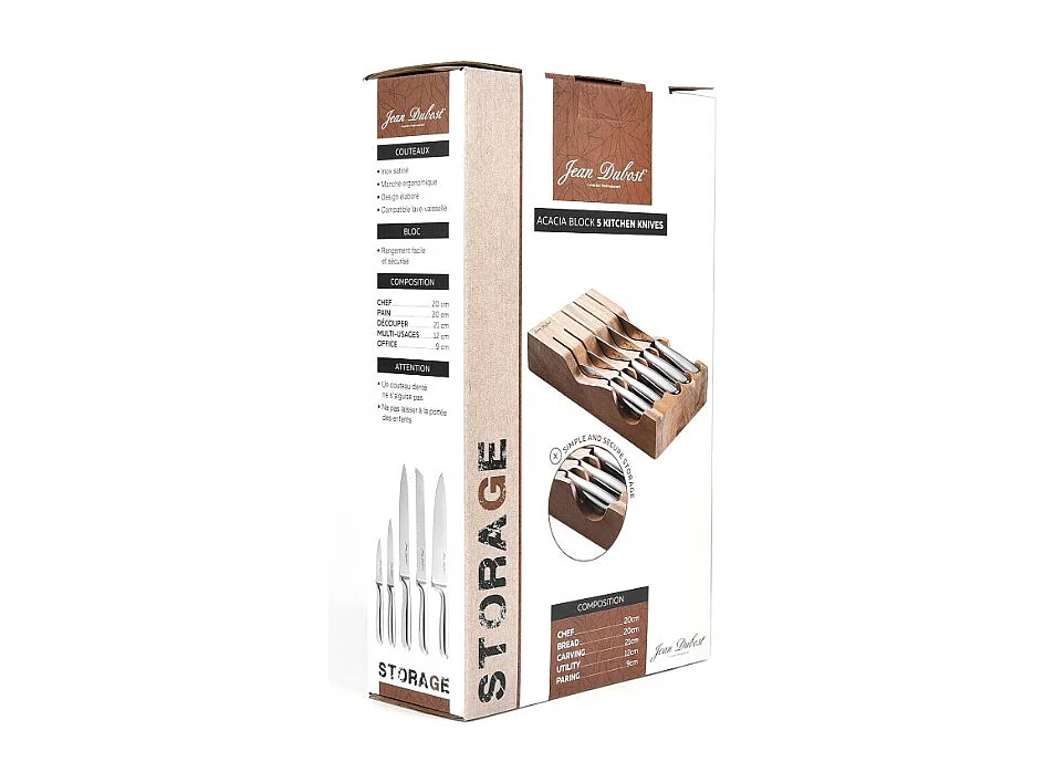 Jean Dubost Bloc de 5 couteaux inox - BS288520X00232