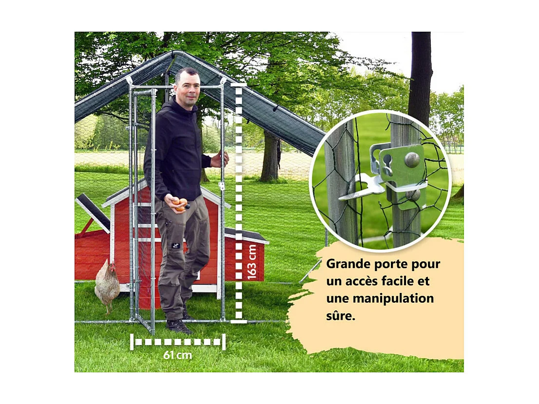 Enclos poulailler 4m2 parc grillage metal Inclus Bâche pout toit imperméable UV