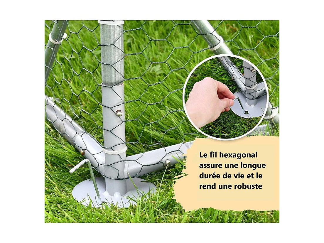 Enclos poulailler 4m2 parc grillage metal Inclus Bâche pout toit imperméable UV