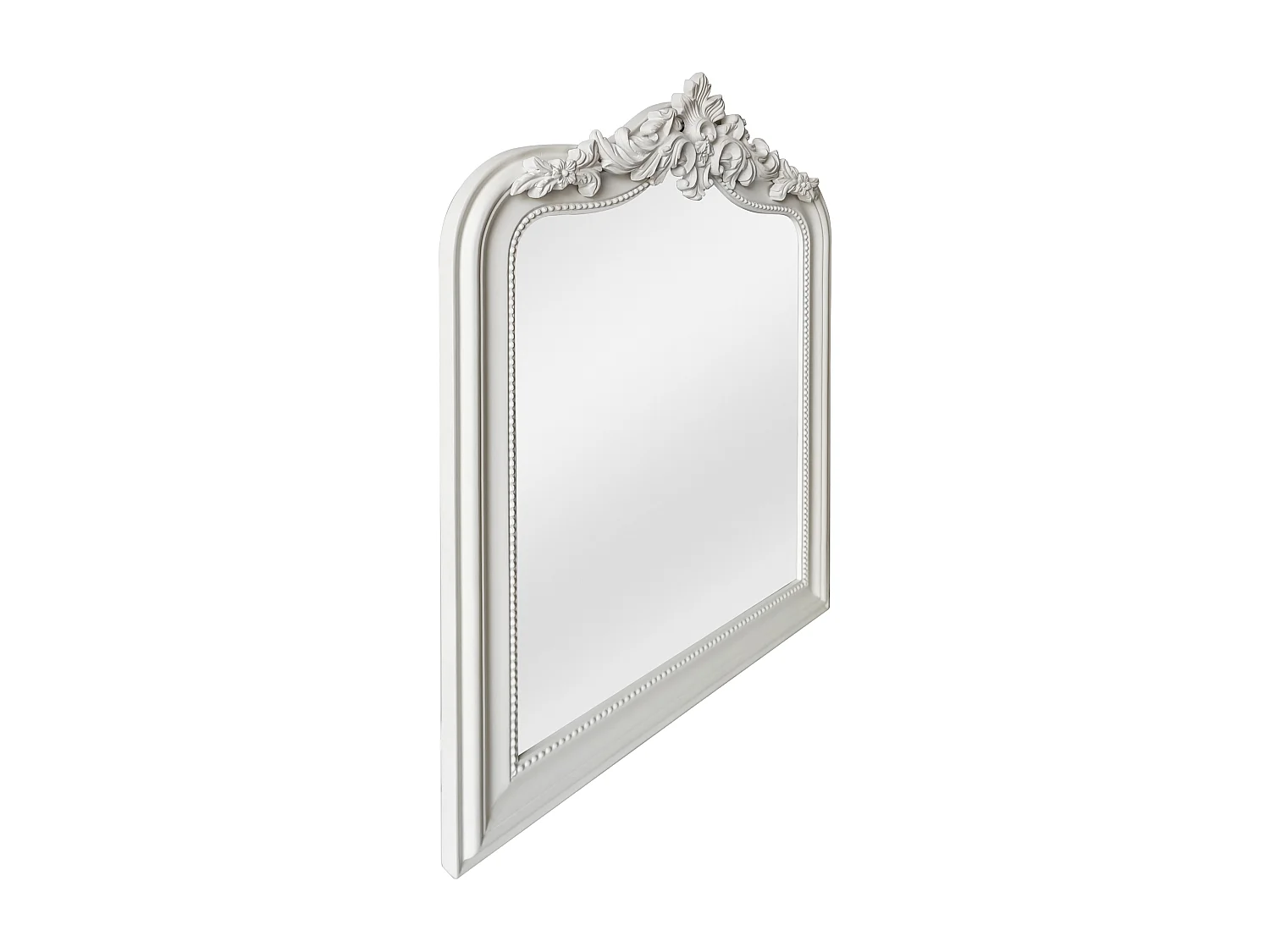 Miroir trumeau avec moulures en bois de paulownia - L. 80 x H. 100 cm - Blanc mat - NOVARA