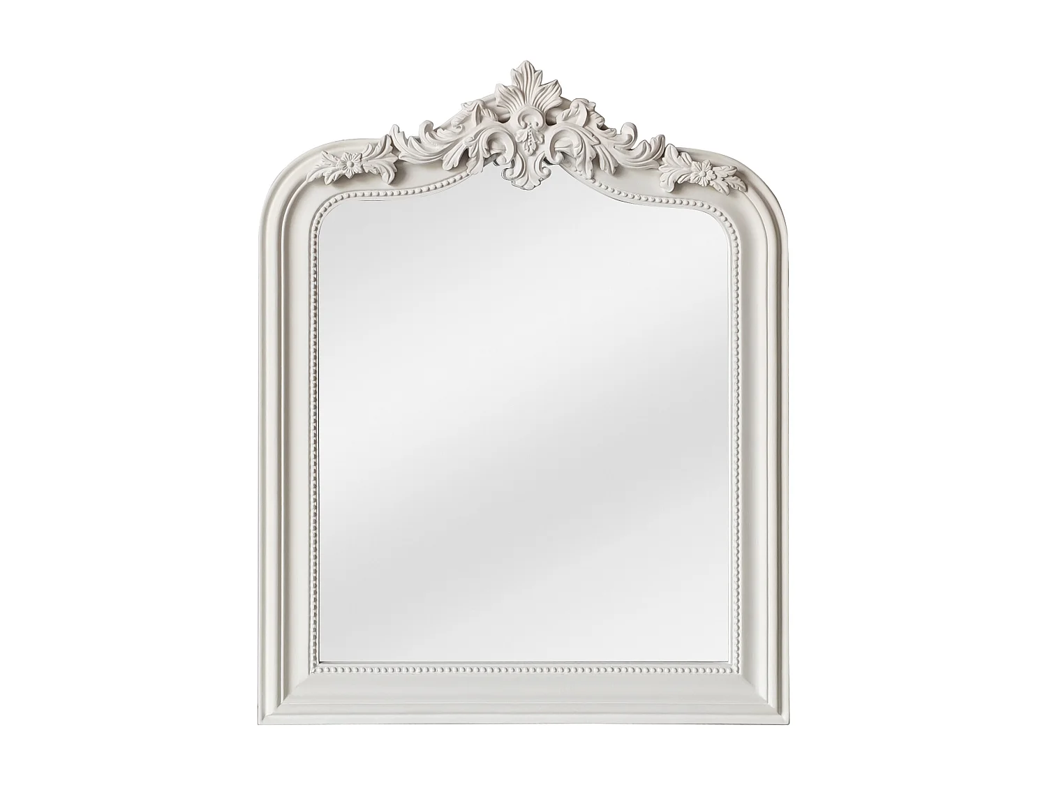 Miroir trumeau avec moulures en bois de paulownia - L. 80 x H. 100 cm - Blanc mat - NOVARA
