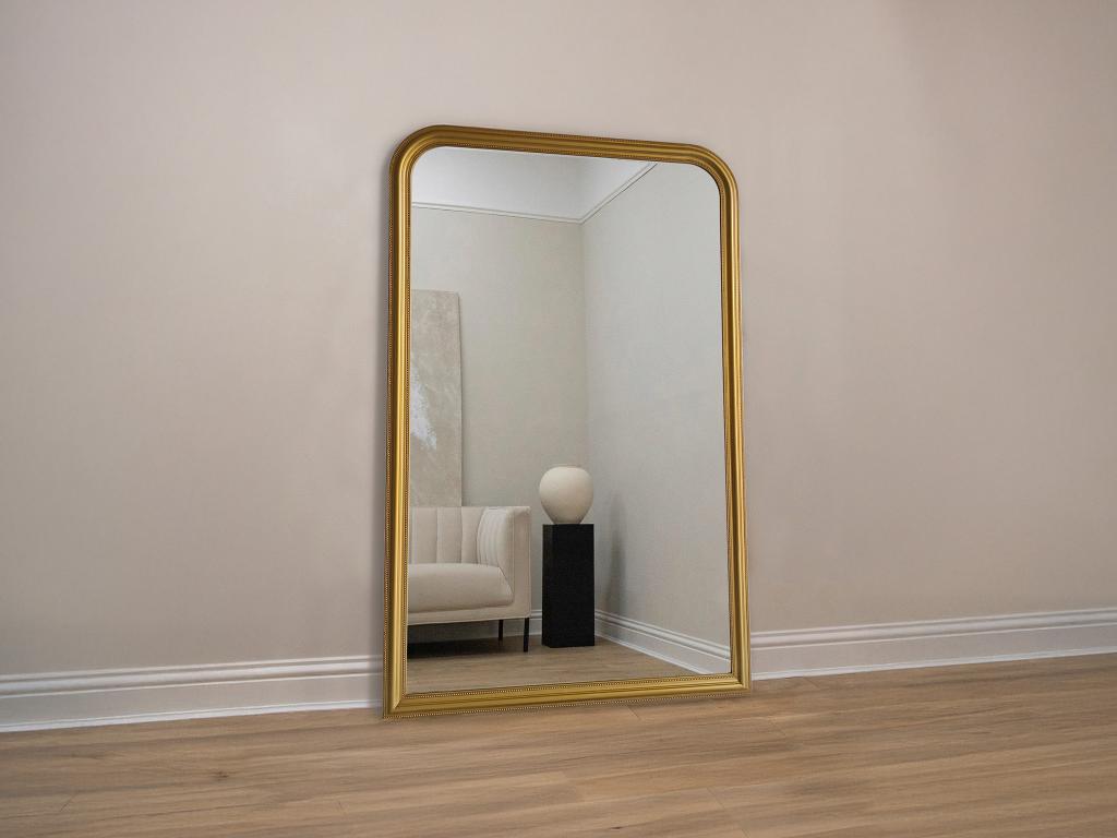 Großer Spiegel aus Paulownia-Holz - B. 120 x H. 190 cm - Goldfarben mit Mes günstig online kaufen
