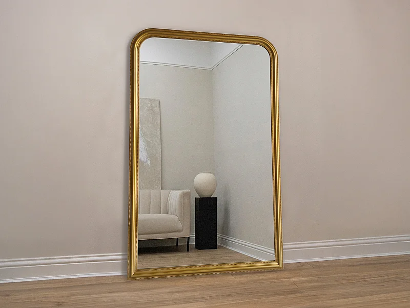 Großer Spiegel aus Paulownia-Holz - B. 120 x H. 190 cm - Goldfarben mit Messing-Effekt - HELOISE