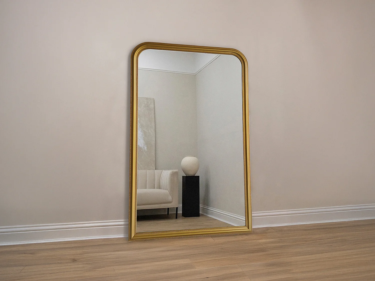 Grand miroir en bois de paulownia - L. 120 x H. 190 cm - Doré effet laiton- HELOISE