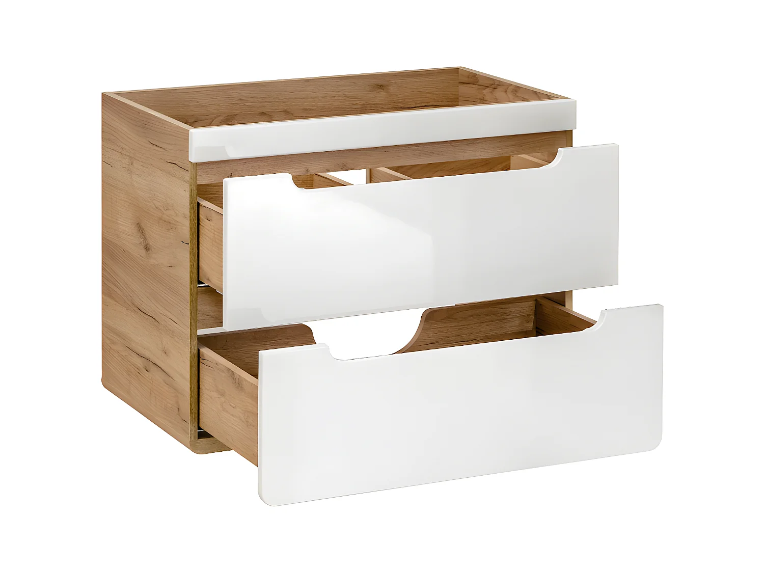 Waschbeckenunterschrank hängend mit Aufsatzwaschbecken & 2 Badschränken - 80 cm - Holzfarben & Weiß - ARUBA