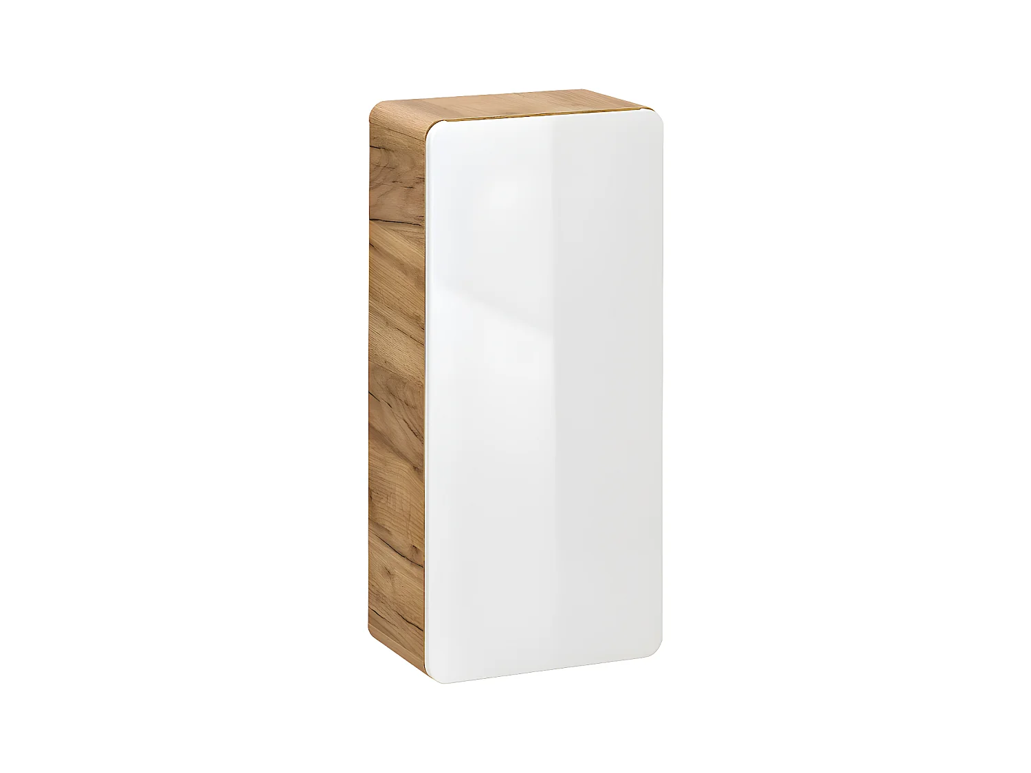 Waschbeckenunterschrank hängend mit Aufsatzwaschbecken & 2 Badschränken - 80 cm - Holzfarben & Weiß - ARUBA