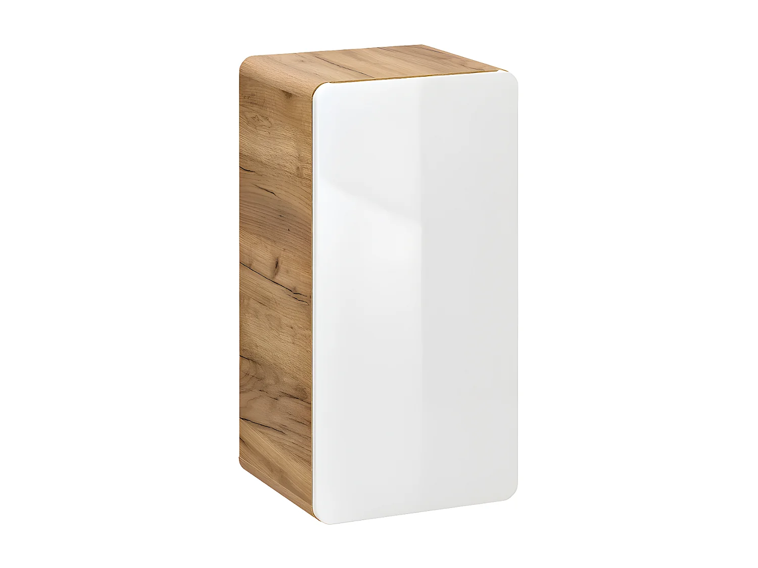 Móvel de casa de banho suspenso com lavatório de pousar e duas colunas cor natural e branco 80 cm - ARUBA