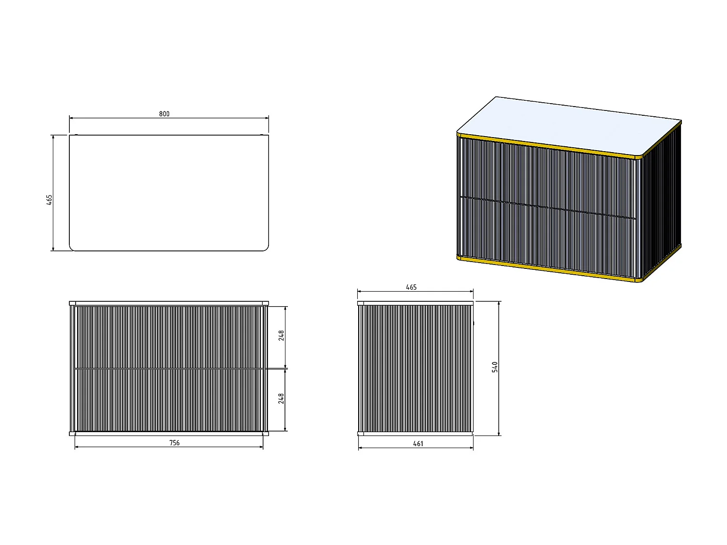 Meuble de salle de bain suspendu strié liseré doré avec vasque à poser ronde - Blanc - 80 cm - KELIZA