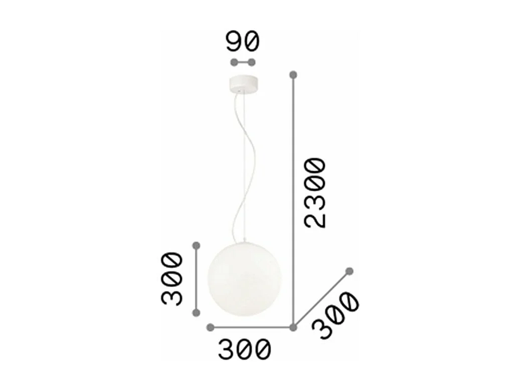 Ideal Lux Mapa Bianco - Lámpara colgante de techo de 1 globo mediano, blanca, E27