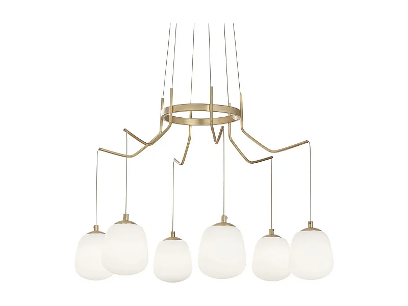 Ideal Lux Karousel - 6 luces colgantes de techo de latón sat.