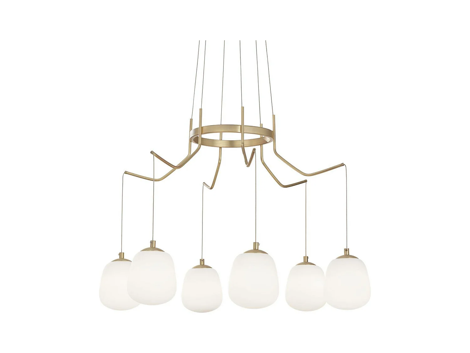 Ideal Lux Karousel Suspension de plafond à 6 grappes de lumière, laiton sat