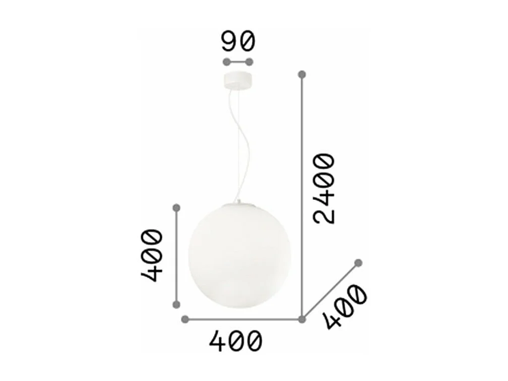 Ideal Lux Mapa Bianco - Lámpara colgante de techo de globo grande con 1 luz blanca, E27