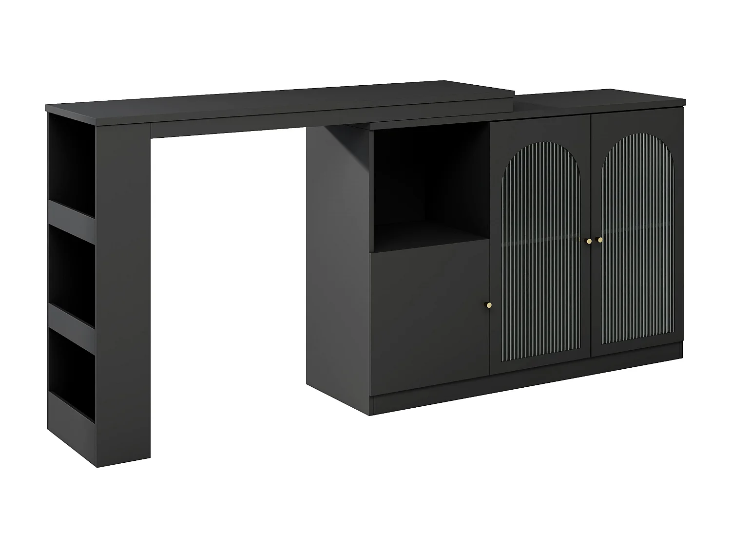 Dressoir, draaibare MDF-barkast - grote opbergruimte - eigentijdse stijl - Zwart