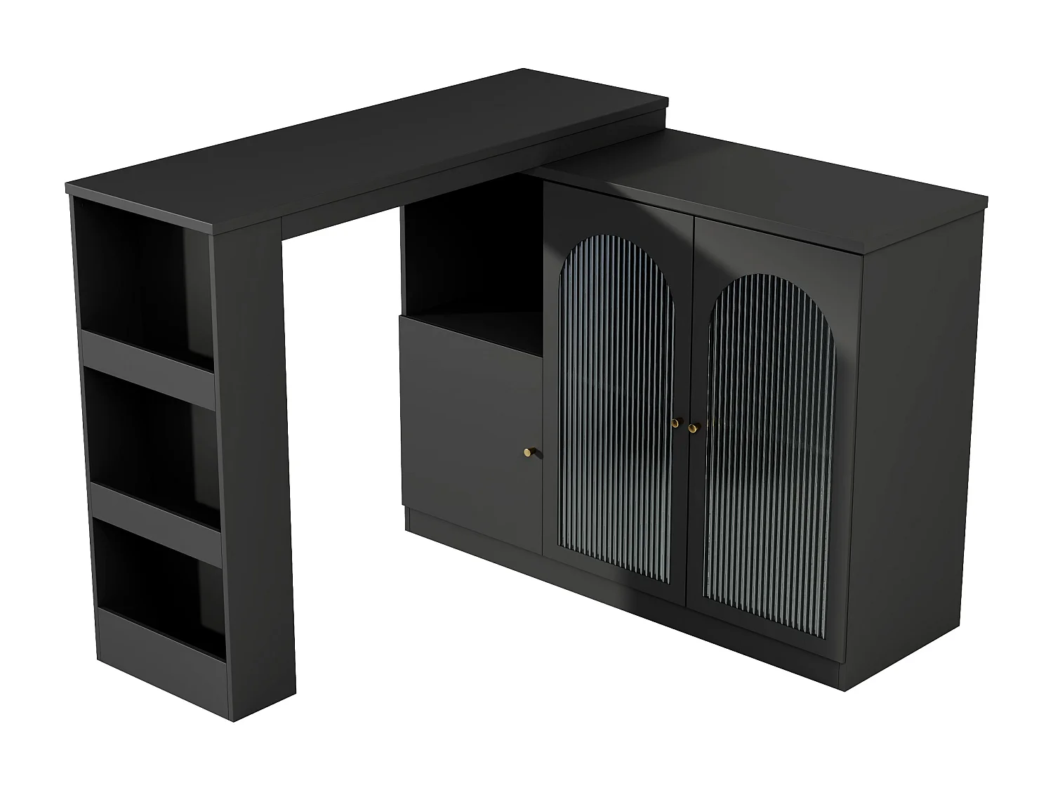 Credenza, mobile bar girevole in MDF - ampio spazio di archiviazione - stile contemporaneo - Nero