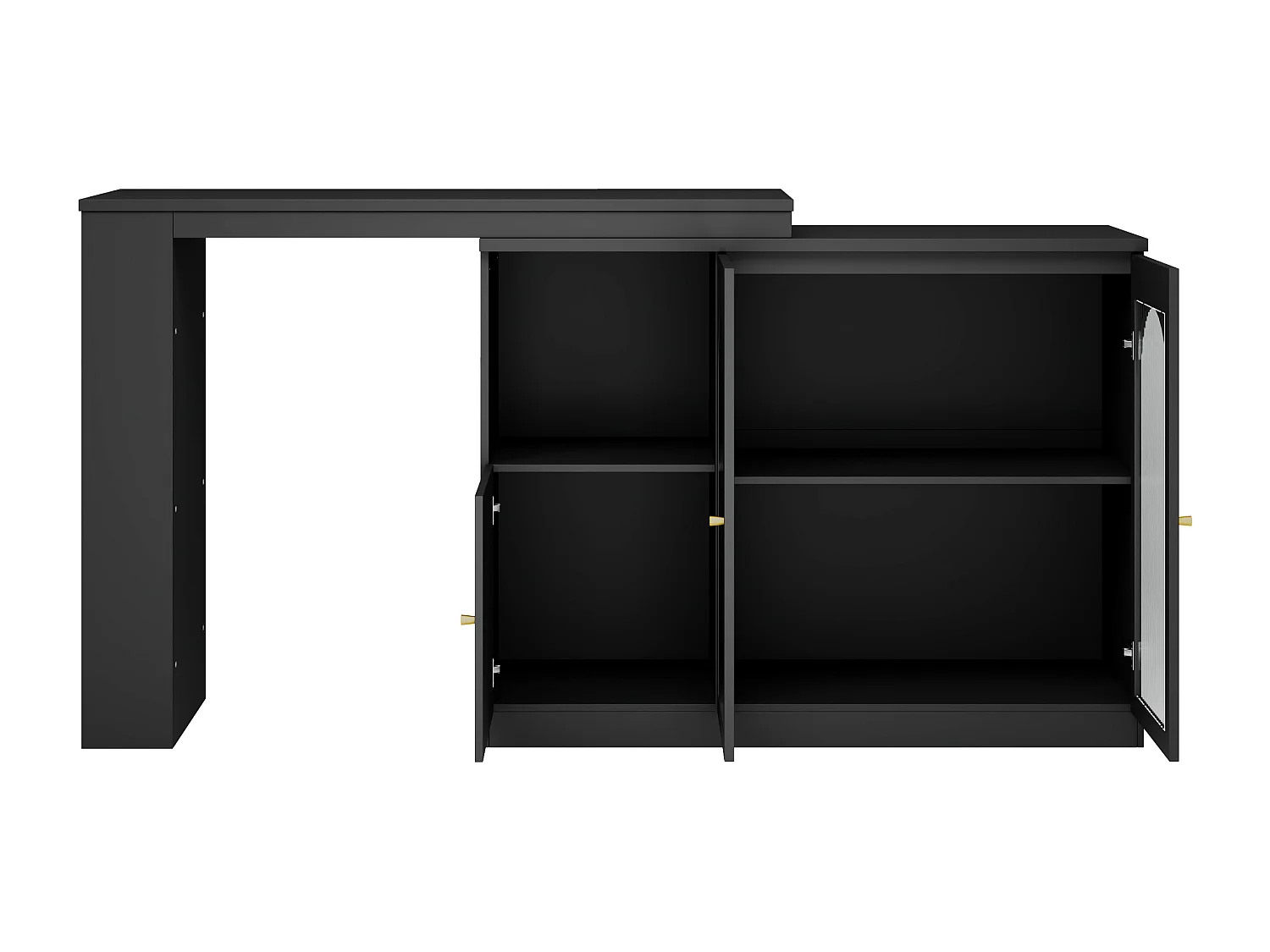 Credenza, mobile bar girevole in MDF - ampio spazio di archiviazione - stile contemporaneo - Nero