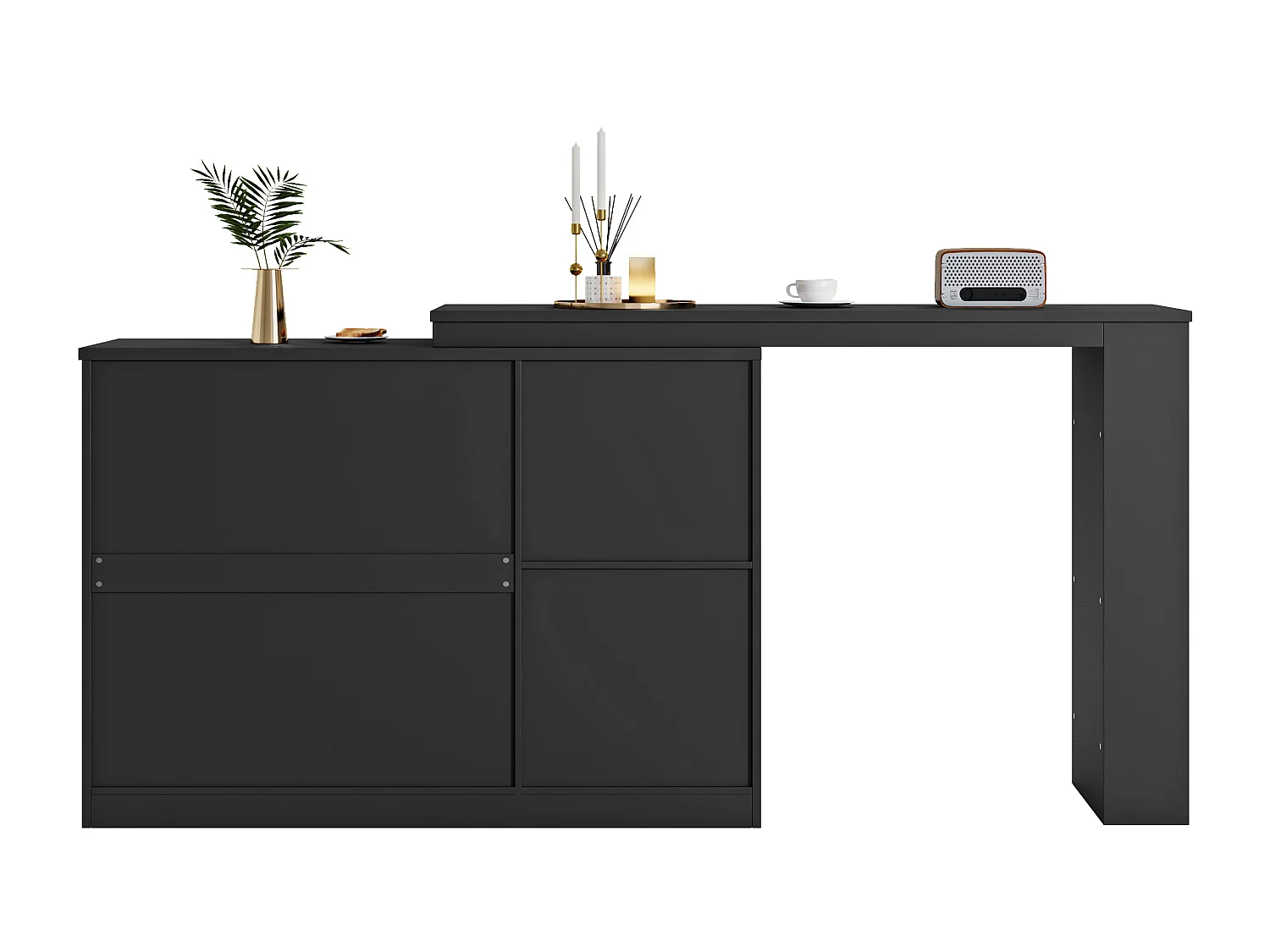 Credenza, mobile bar girevole in MDF - ampio spazio di archiviazione - stile contemporaneo - Nero