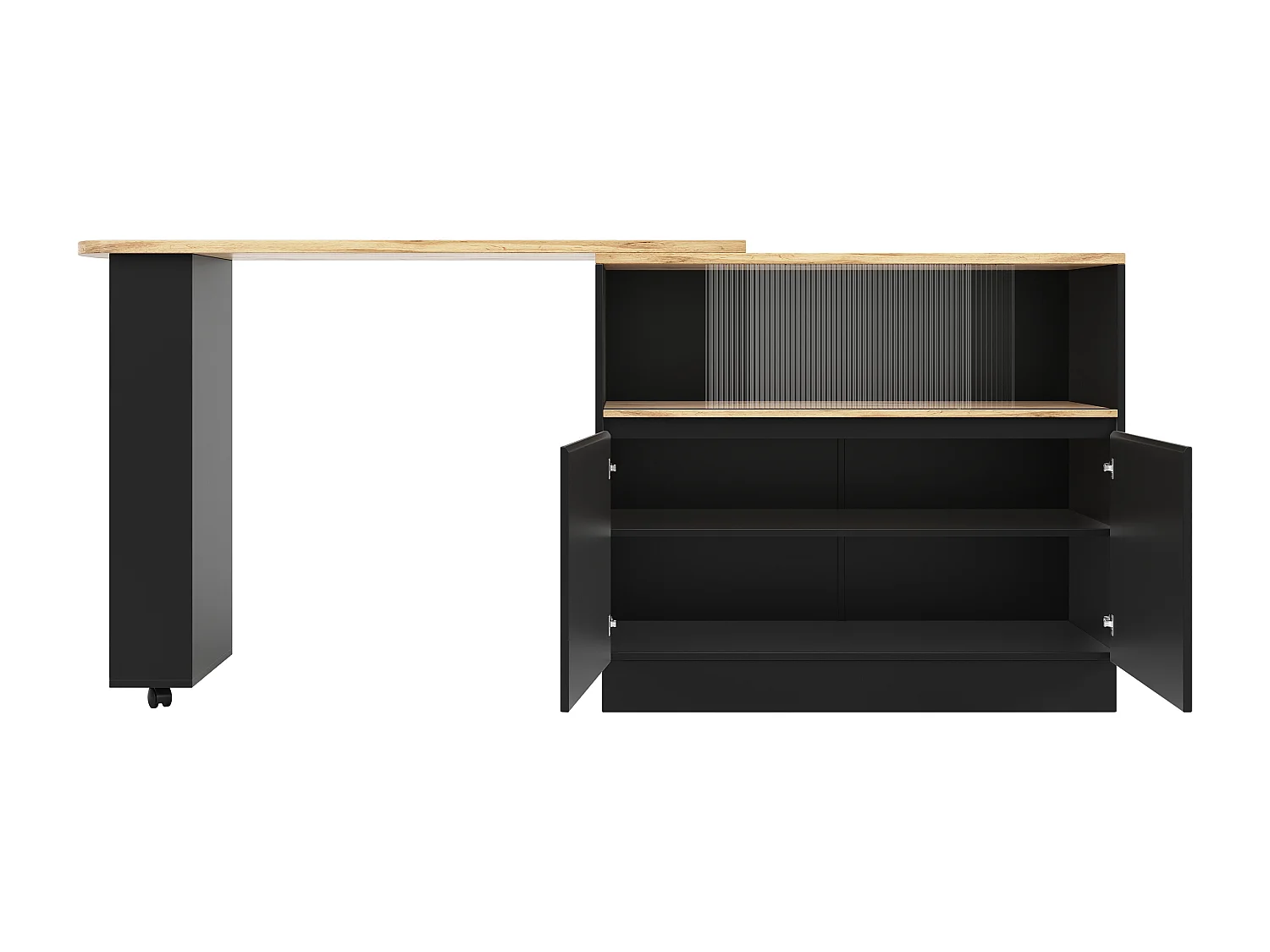 Aparador、Mueble bar giratorio y retráctil en MDF - gran espacio de almacenamiento - estilo contemporáneo - Negro