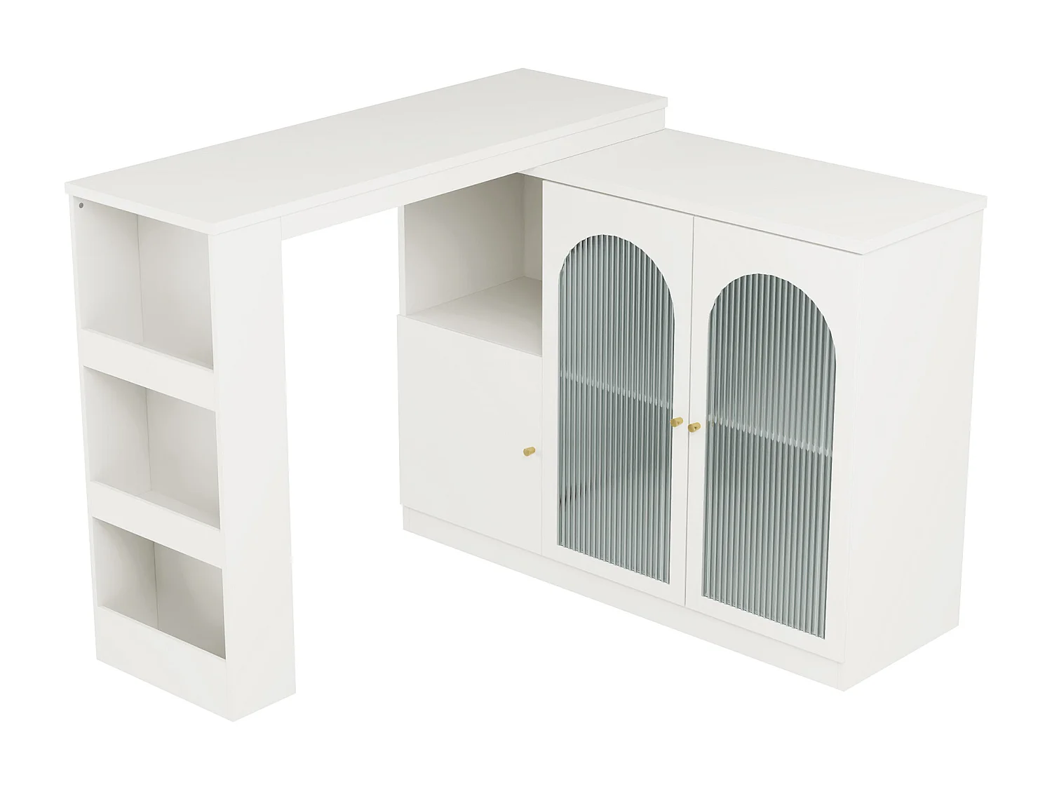 Dressoir, draaibare barkast van MDF - grote opbergruimte - eigentijdse stijl - Wit