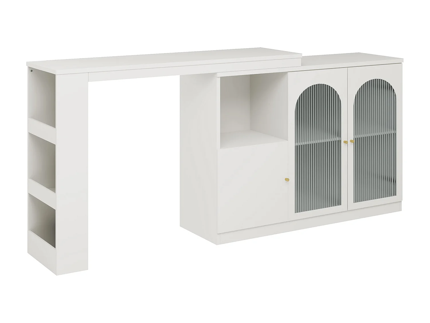 Sideboard, drehbarer MDF-Barschrank – großer Stauraum – moderner Stil – Weiß