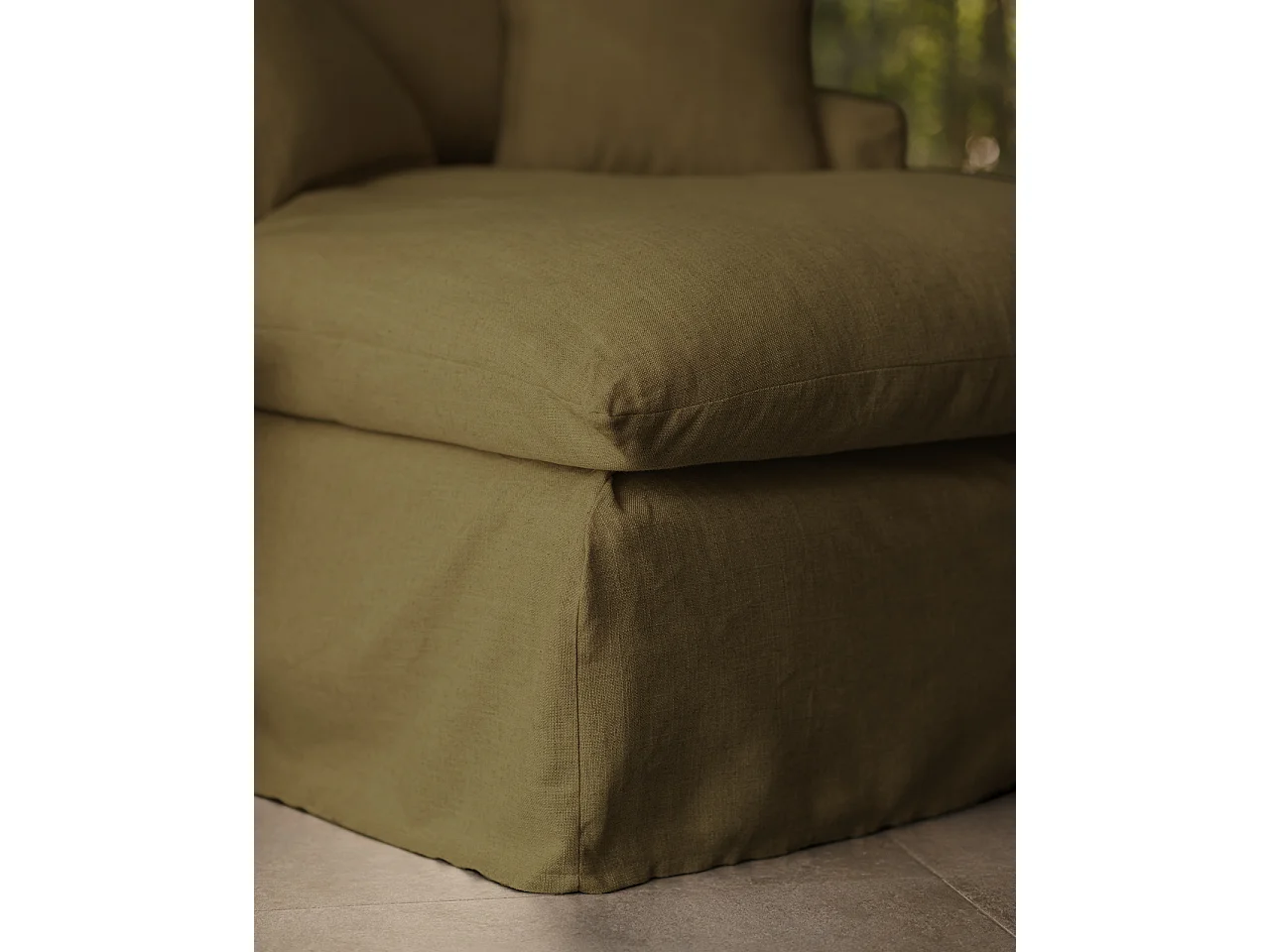 Sillón de algodón y lino color verde 115x170cm - MIA - DECOWOOD