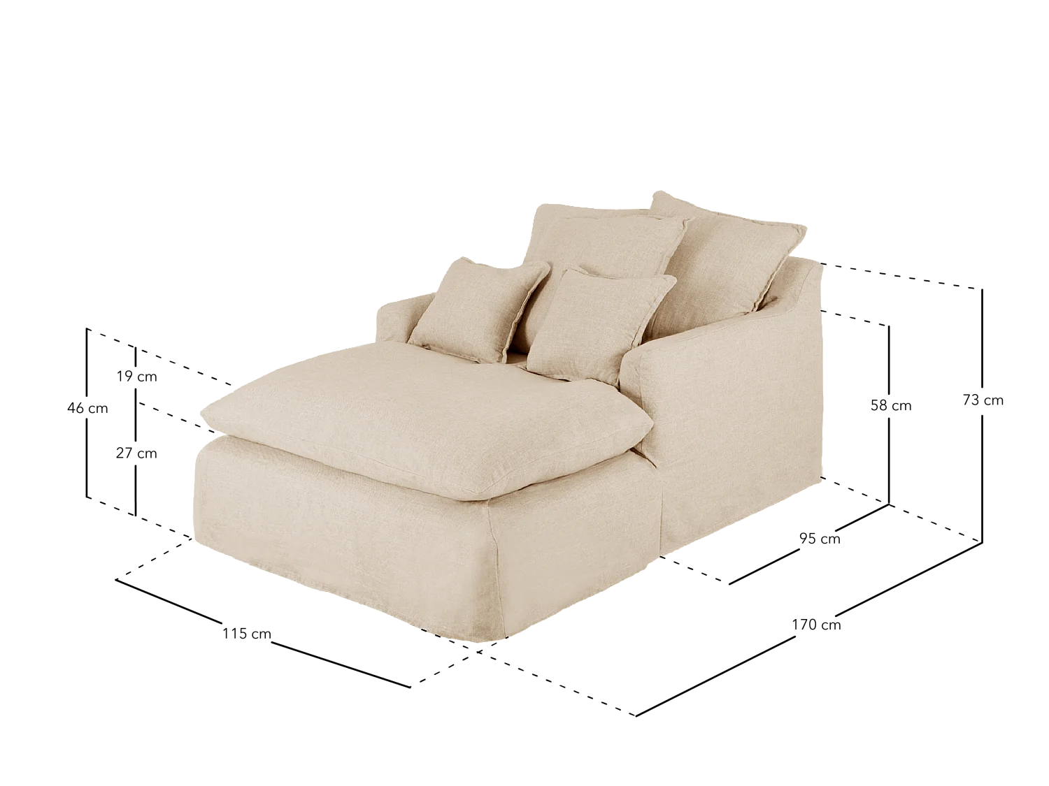 Fauteuil en coton et lin couleur vert 115x170cm