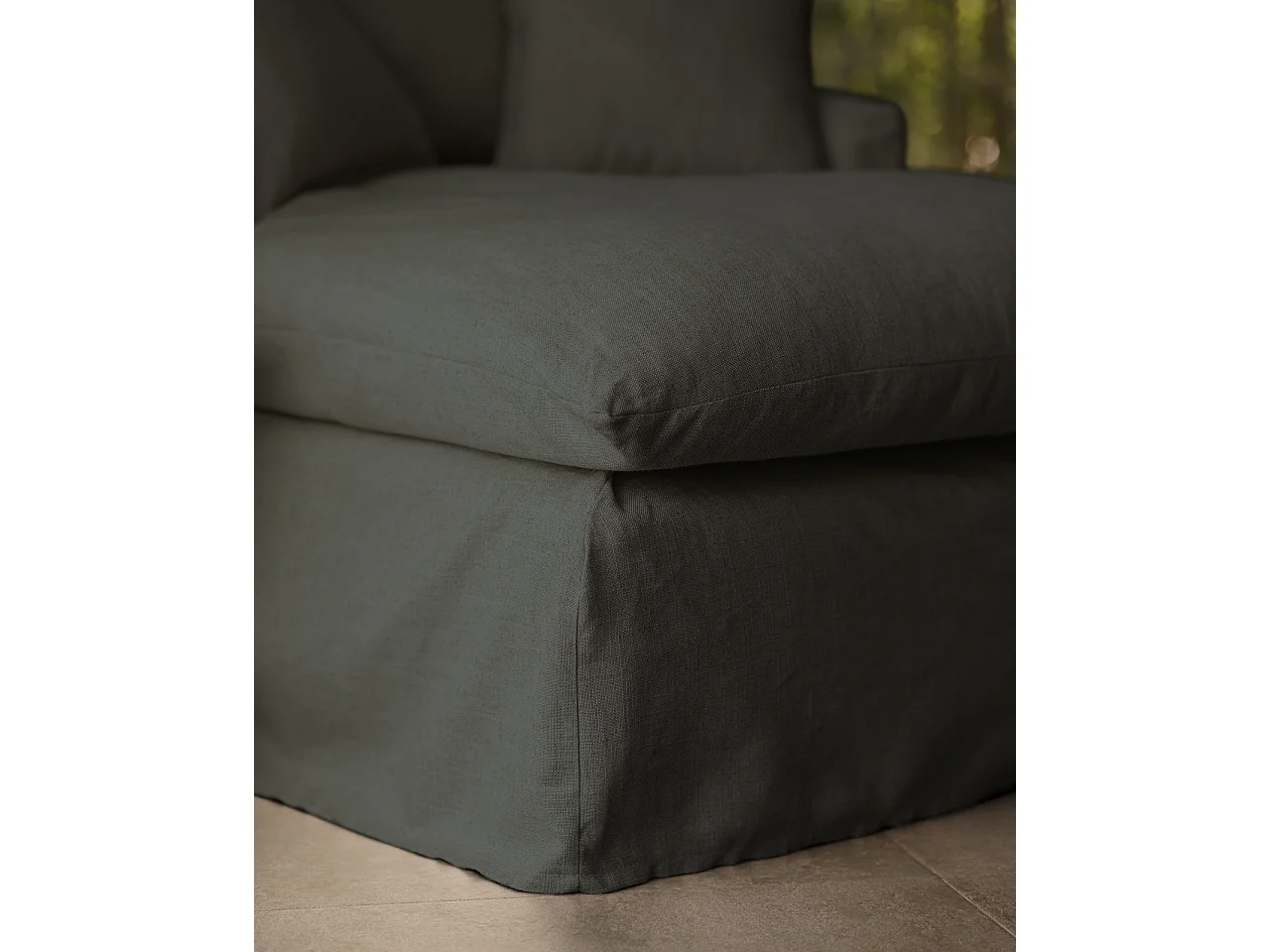 Sillón de algodón y lino color azul 115x170cm - MIA - DECOWOOD