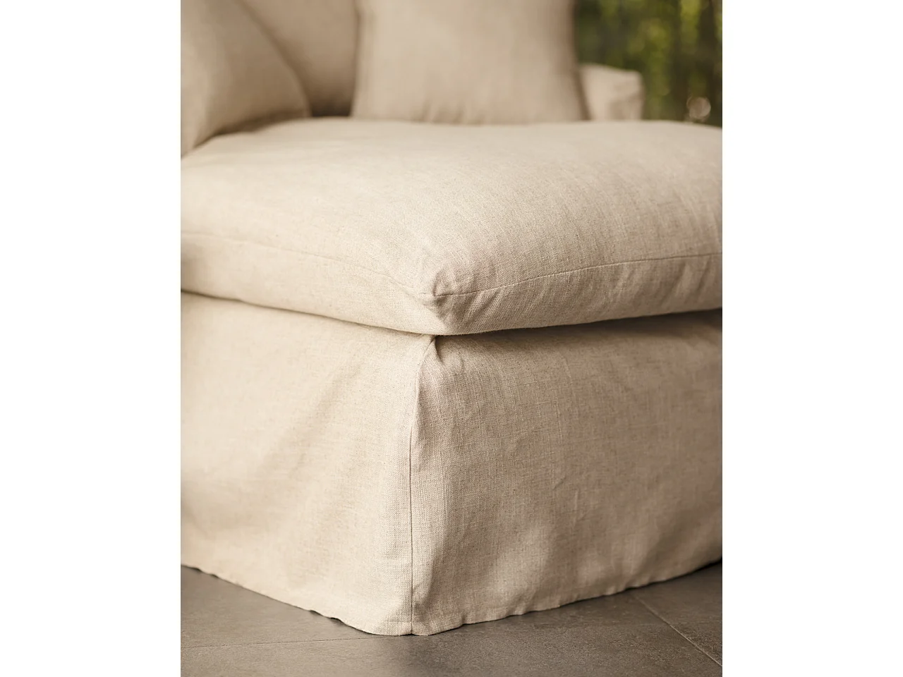 Poltrona in cotone e lino colore beige di 115x170cm