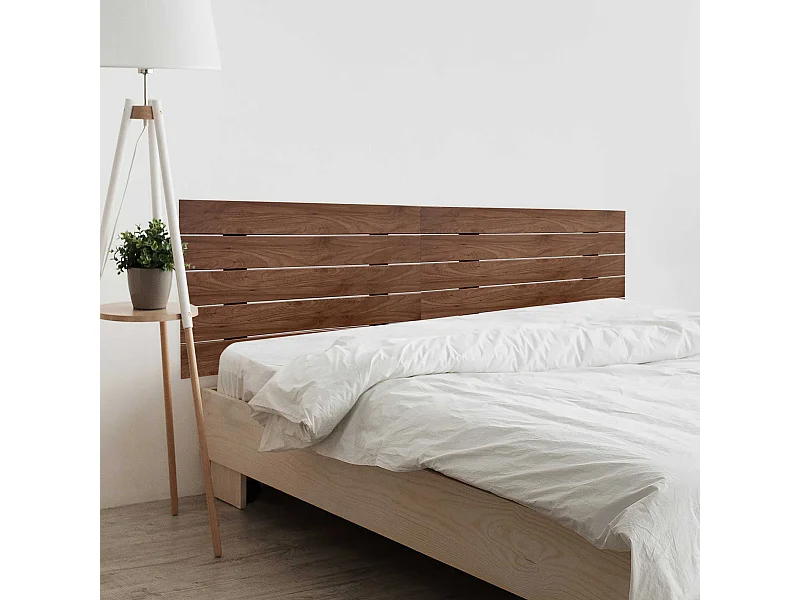DHOME Tête de Lit en Bois DM Recyclé Double Style Palette Horizontale 190x46cm Lits 190 - Bois de Noyer