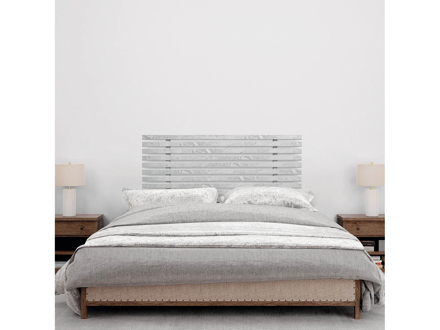 DHOME Kopfteil aus recyceltem Holz, Dm, japanischer Palettenstil, 110 x 46 cm, Bett 105 – Marmor-Finish