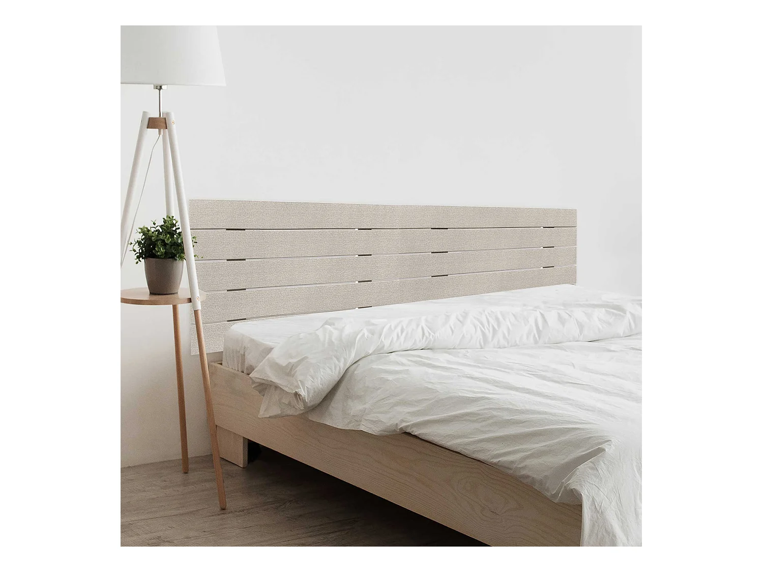 DHOME Tête de Lit en Bois DM Recyclé Double Style Palette Horizontale 160x46cm Lits 160 - Pointes Beiges