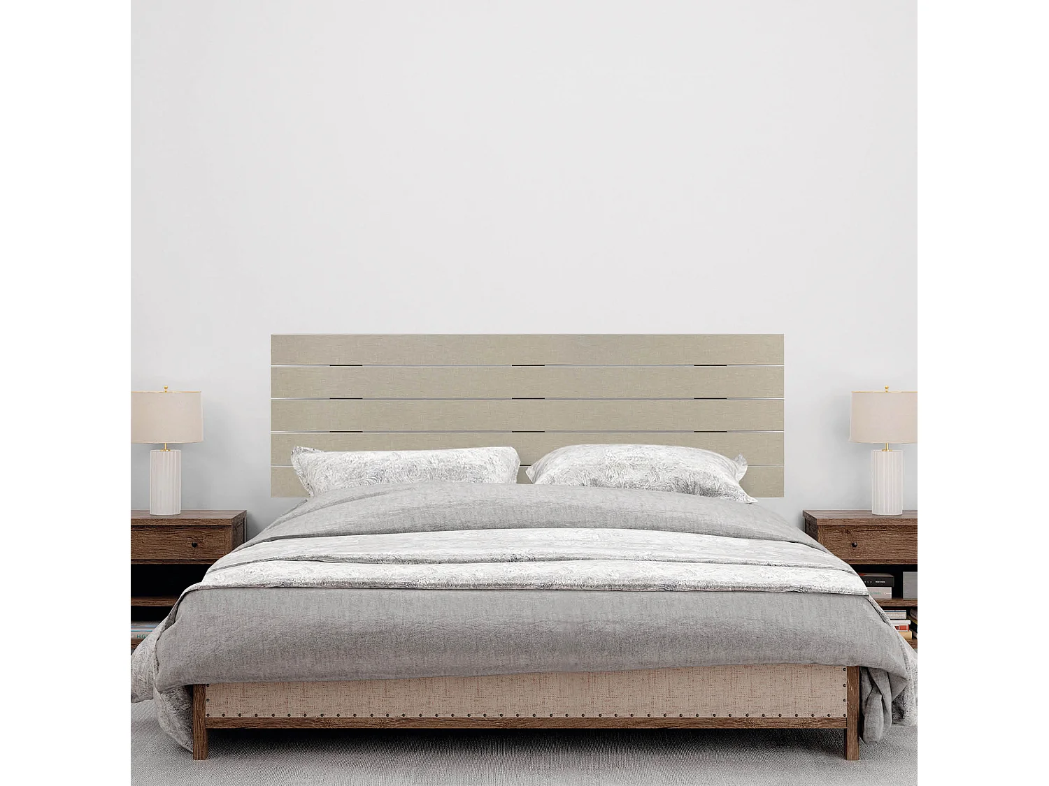 DHOME Hoofdeinde van gerecycled hout Dm Horizontaal Palletstijl 135x46cm Bed 135 - Linnenafwerking