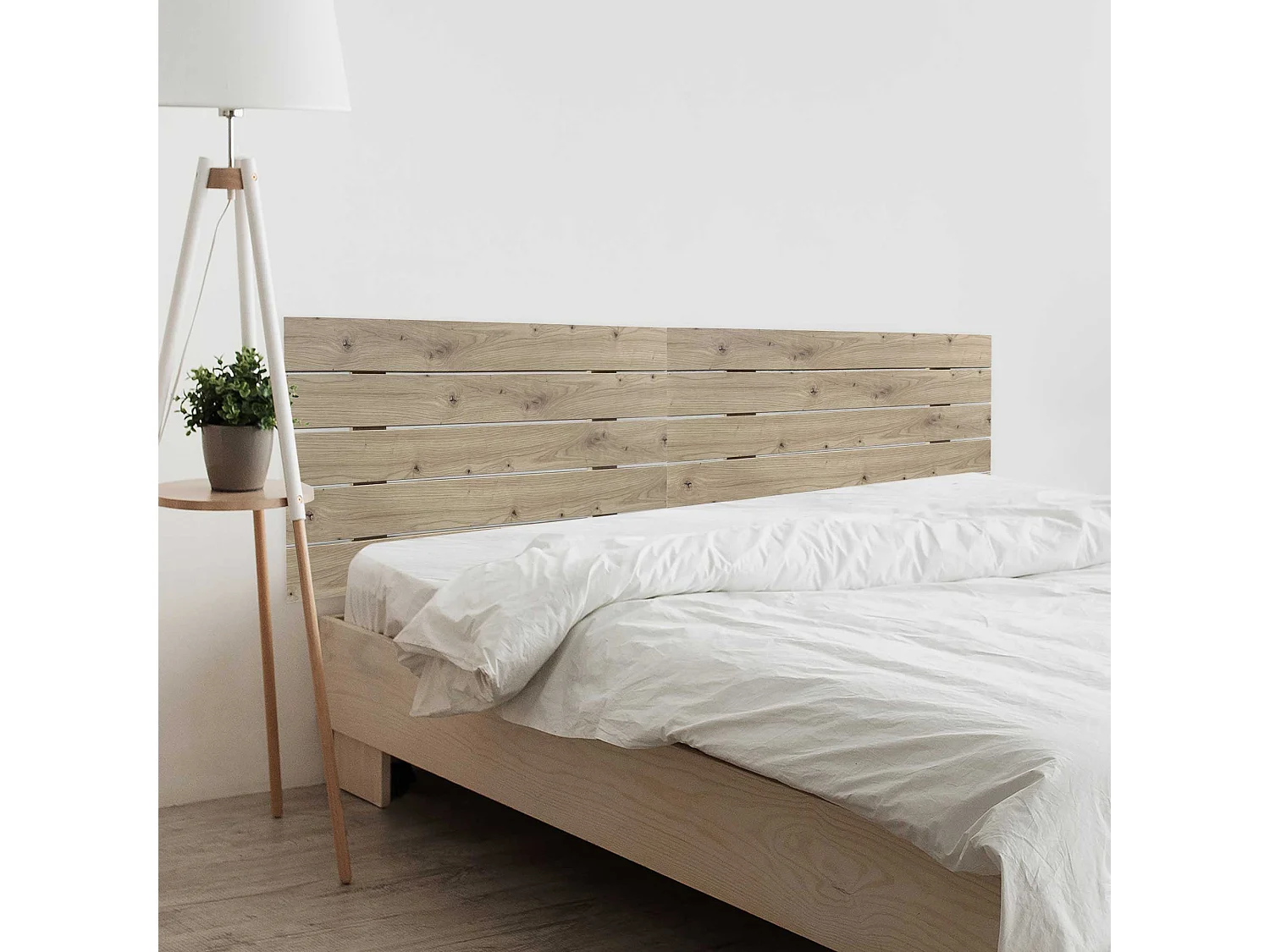 DHOME Tête de Lit en Bois DM Recyclé Double Style Palette Horizontale 190x46cm Lits 190 - Chêne
