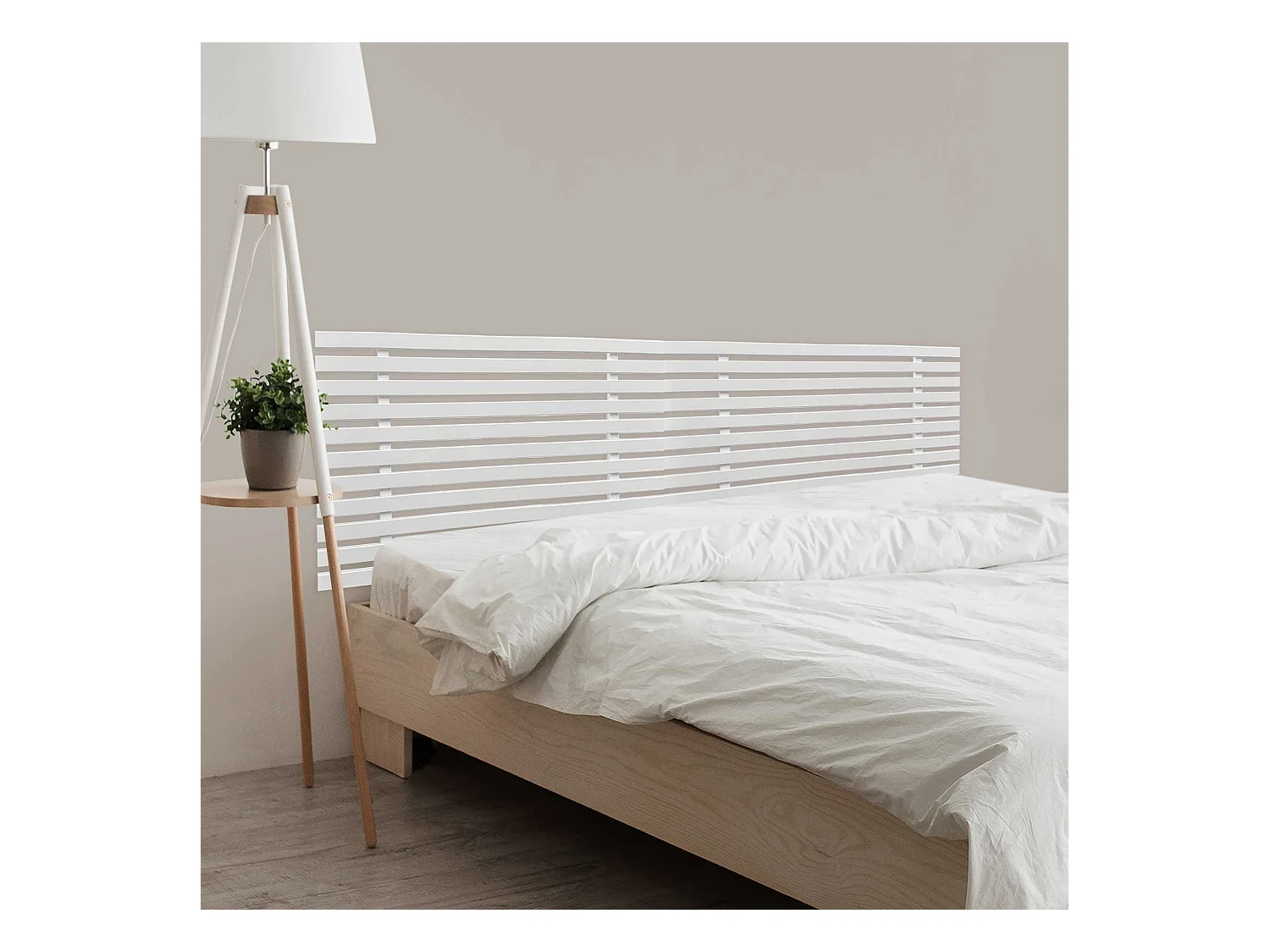 DHOME DM-hoofdeinde van gerecycled hout Dubbel Japanse palletstijl Verdeeld in 2 stukken 160X46cm Bedden 160 - Effen wit