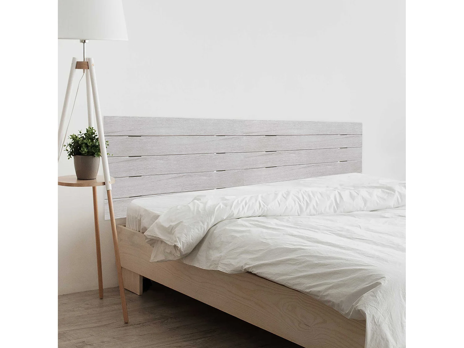 DHOME Tête de Lit en Bois DM Recyclé Double Style Palette Horizontale 220x46cm Lits 220 - Arctique