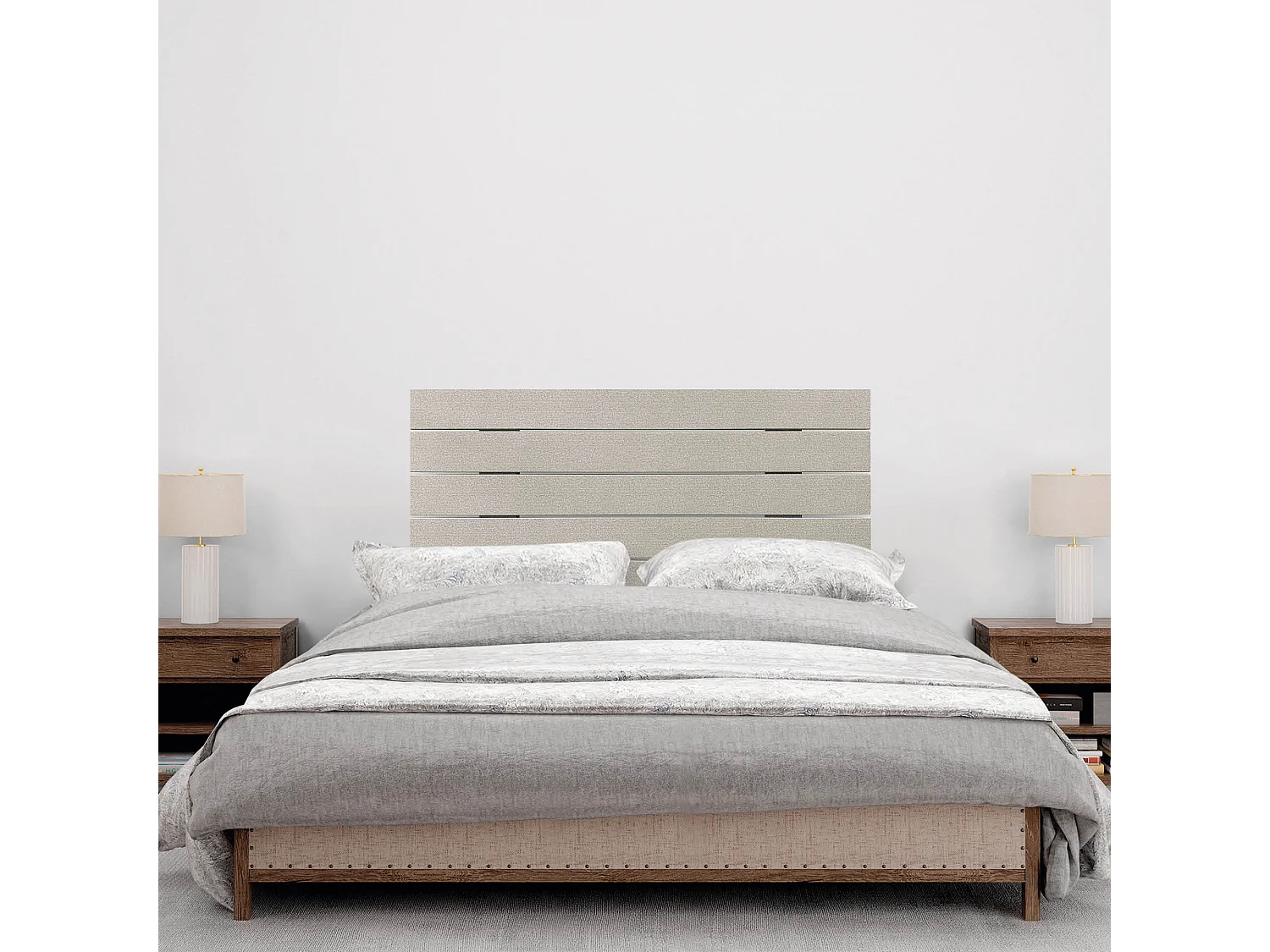 DHOME Tête de Lit Bois Recyclé Dm Style Palette Horizontale 90x46cm Lits 80/90 - Pointes Beige