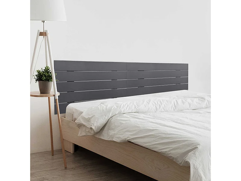 DHOME Tête de Lit en Bois DM Recyclé Double Style Palette Horizontale 210x46cm Lits 220 - Gris Massif