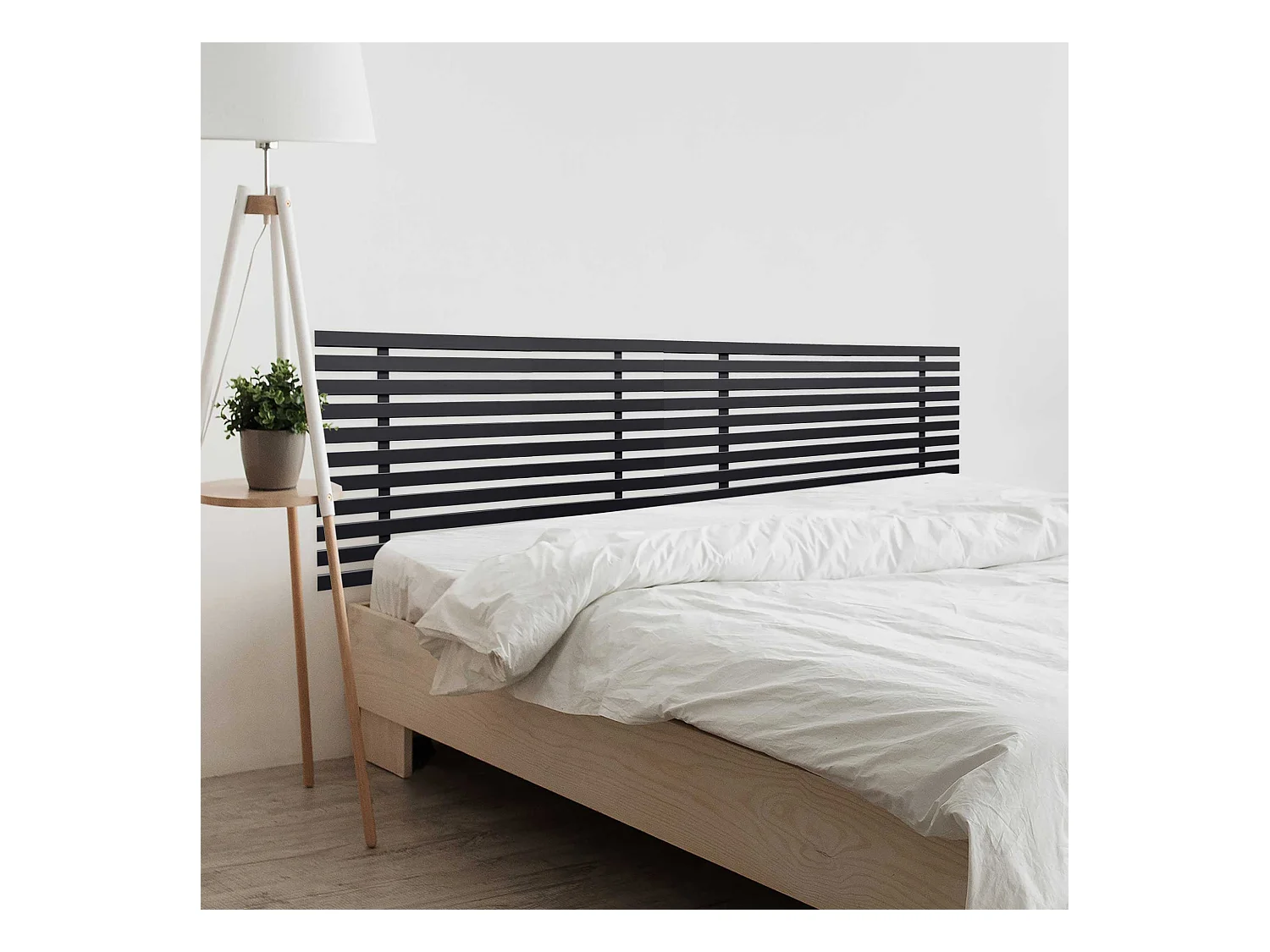 DHOME DM-Kopfteil aus recyceltem Holz, doppelter japanischer Palettenstil, unterteilt in 2 Teile, 180 x 46 cm, Betten 180 – einfarbig schwarz