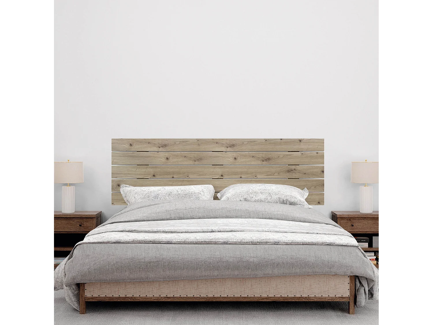 DHOME Kopfteil aus recyceltem Holz, Dm, horizontal, Palettenstil, 135 x 46 cm, Bett 135 – Eiche