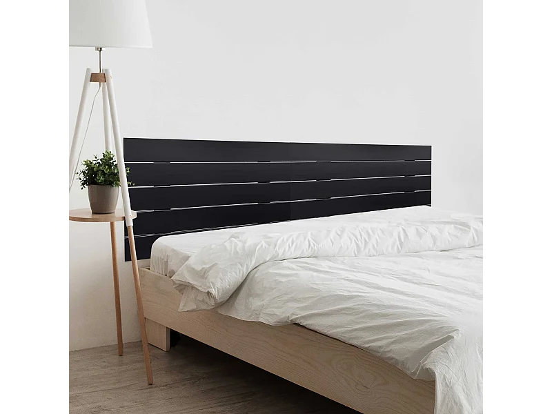 DHOME Tête de Lit en Bois DM Recyclé Double Style Palette Horizontale 190x46cm Lits 190 - Noir Massif