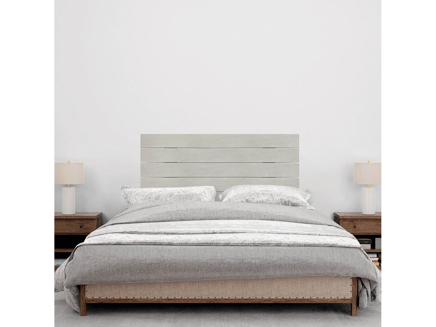 DHOME Cabeceira de madeira reciclada Dm estilo palete horizontal 80x46cm camas 80/90 - cinza tribal