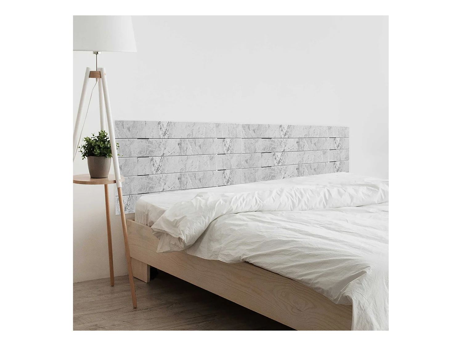 DHOME Tête de Lit en Bois DM Recyclé Double Style Palette Horizontale 190x46cm Lits 190 - Finition Marbre