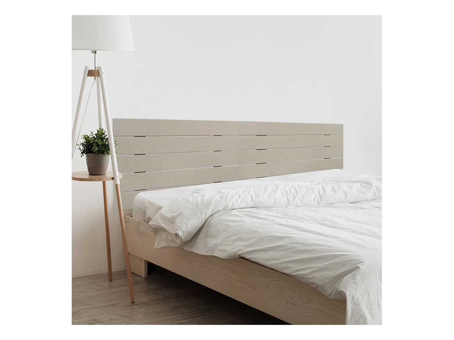 DHOME Tête de Lit en Bois DM Recyclé Double Style Palette Horizontale 210x46cm Lits 220 - Finition Lin