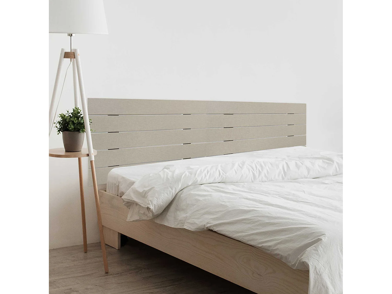 DHOME Tête de Lit en Bois DM Recyclé Double Style Palette Horizontale 210x46cm Lits 220 - Finition Lin