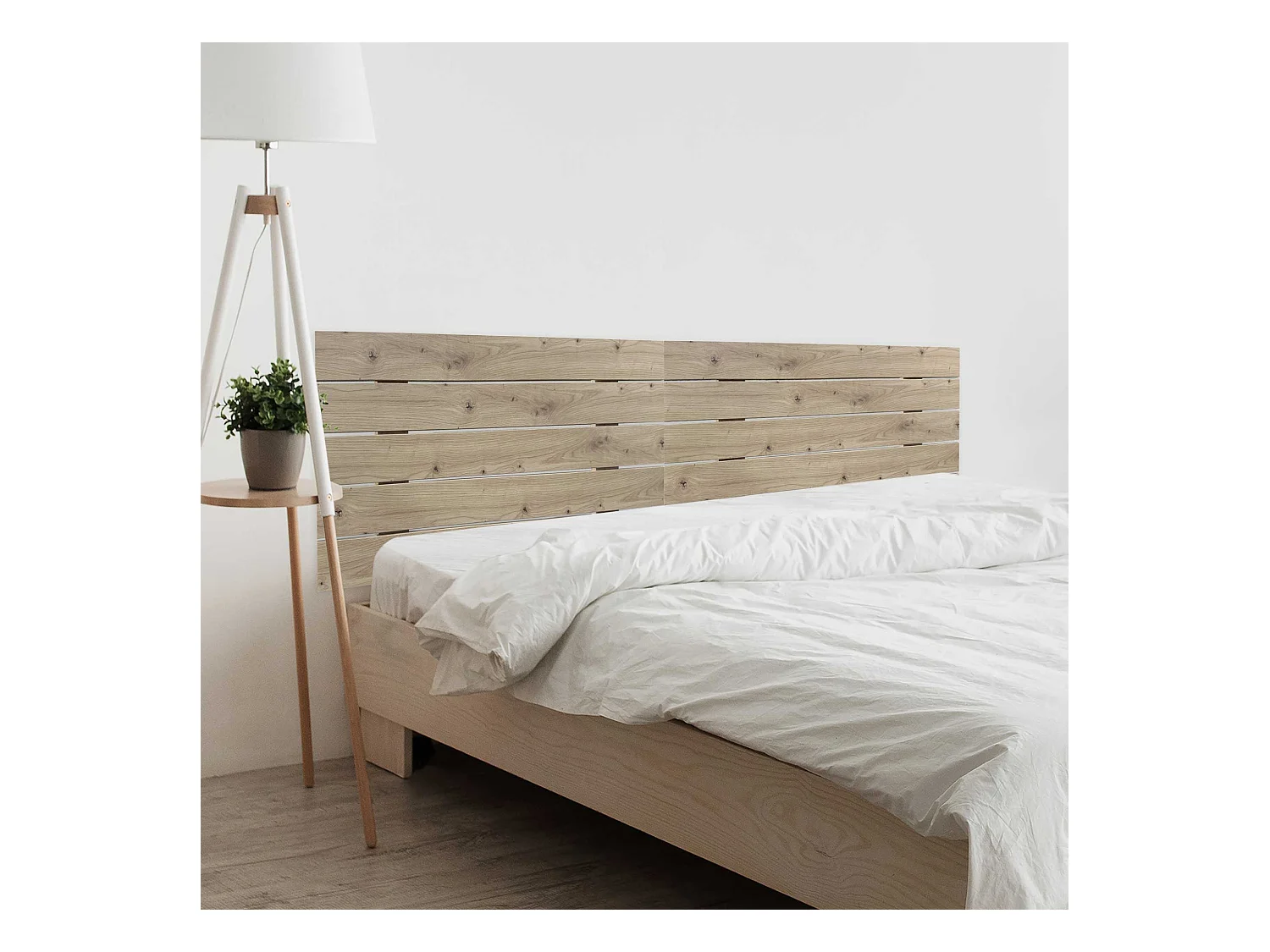 DHOME Tête de Lit en Bois DM Recyclé Double Style Palette Horizontale 220x46cm Lits 220 - Chêne
