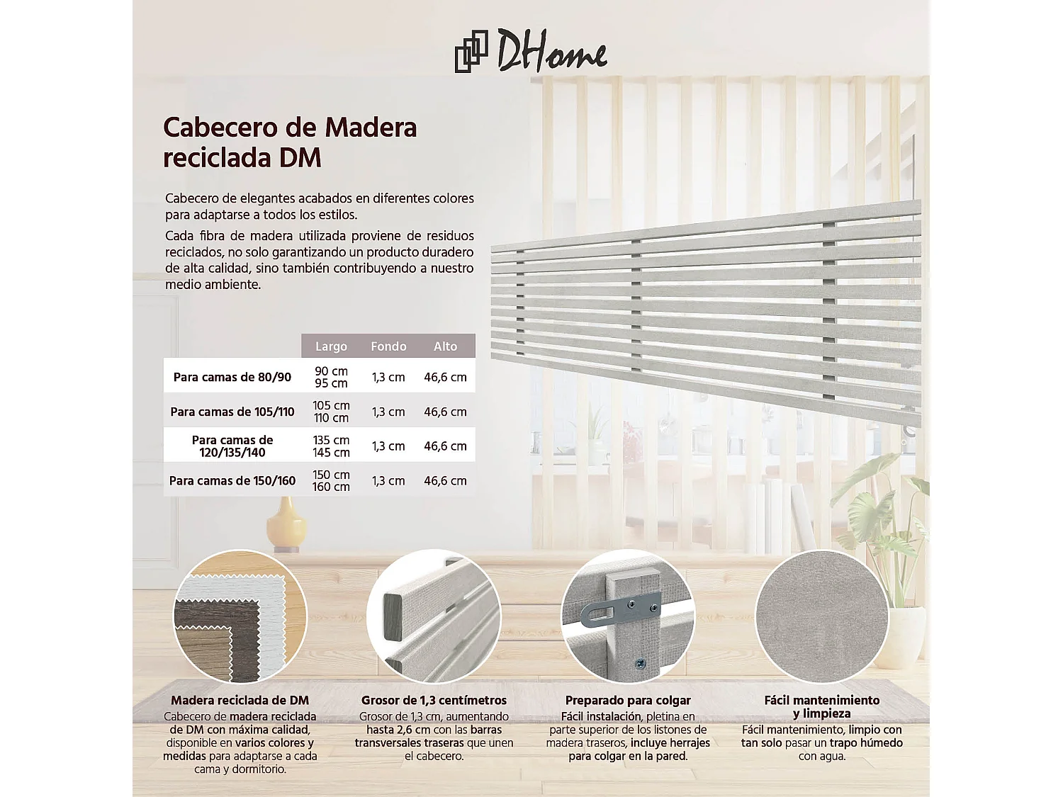 DHOME Tête de Lit Bois Recyclé Dm Style Palette Japonaise 150x46cm Lits 150/160 - Gris Tribal