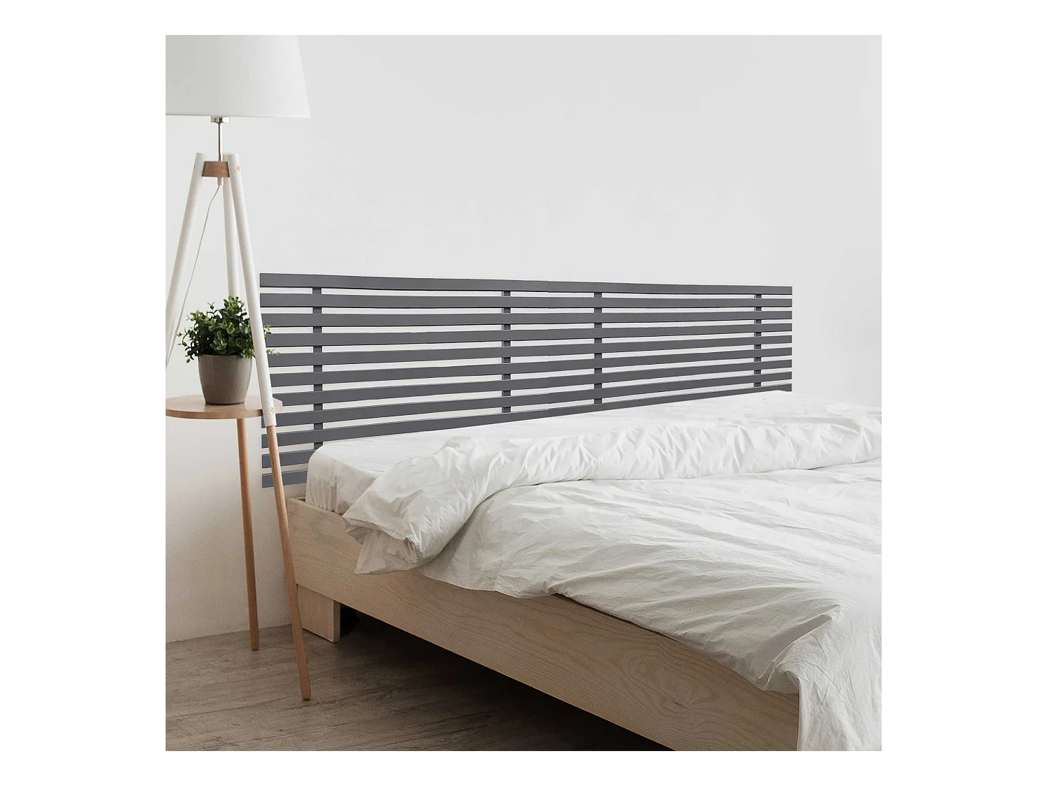 DHOME DM-hoofdeinde van gerecycled hout Dubbele Japanse palletstijl Verdeeld in 2 stukken 220X46cm Bedden 220 - Effen grijs