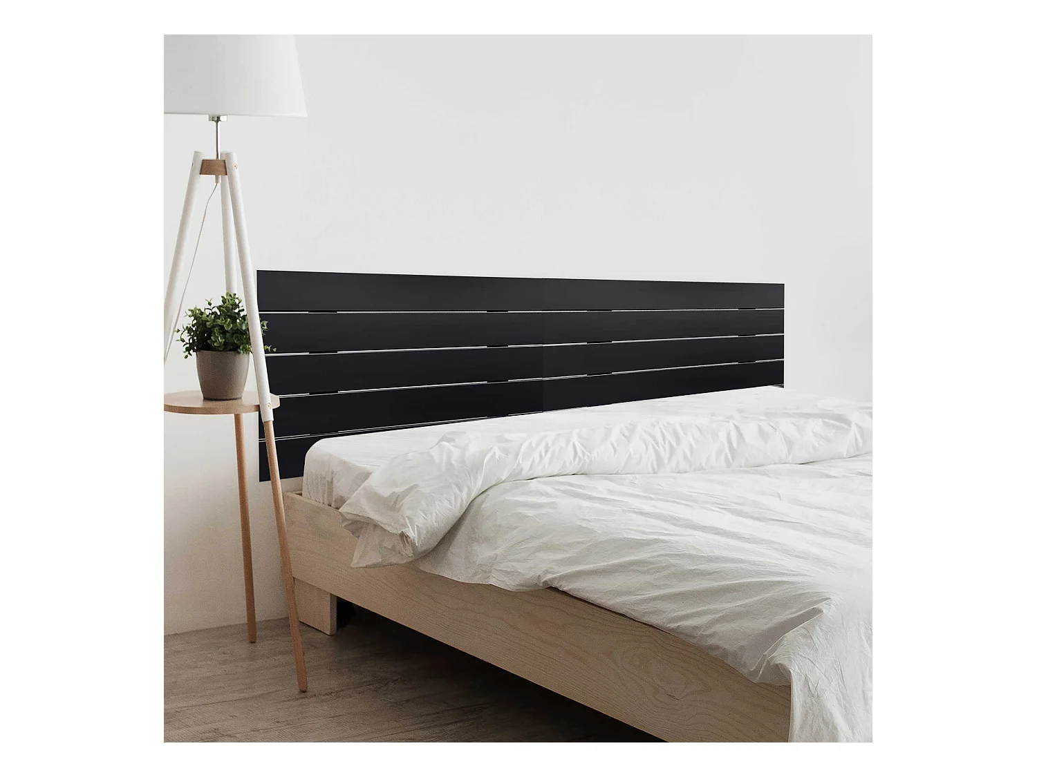 DHOME Tête de Lit en Bois DM Recyclé Double Style Palette Horizontale 160x46cm Lits 160 - Noir Massif