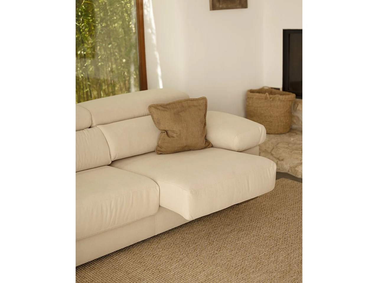 Canapé 3 places couleur beige 195cm