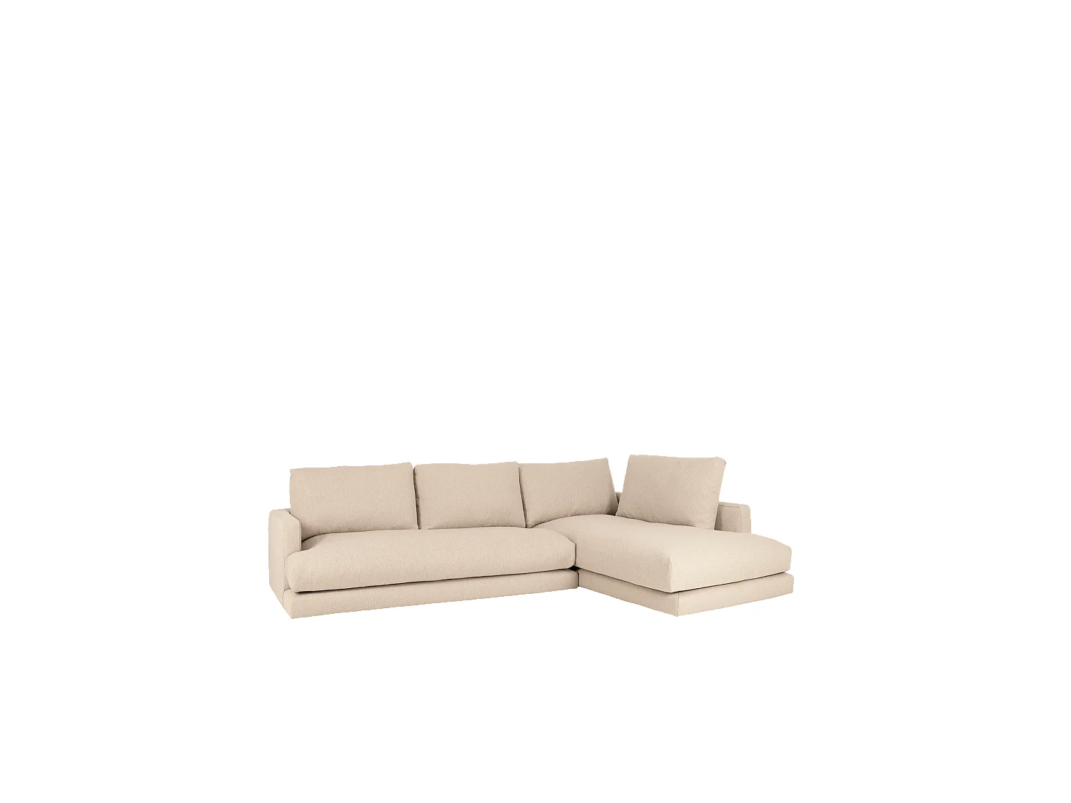 Sofá 4 plazas con chaise longue derecho tono beige 325x212cm - LAIA - DECOWOOD
