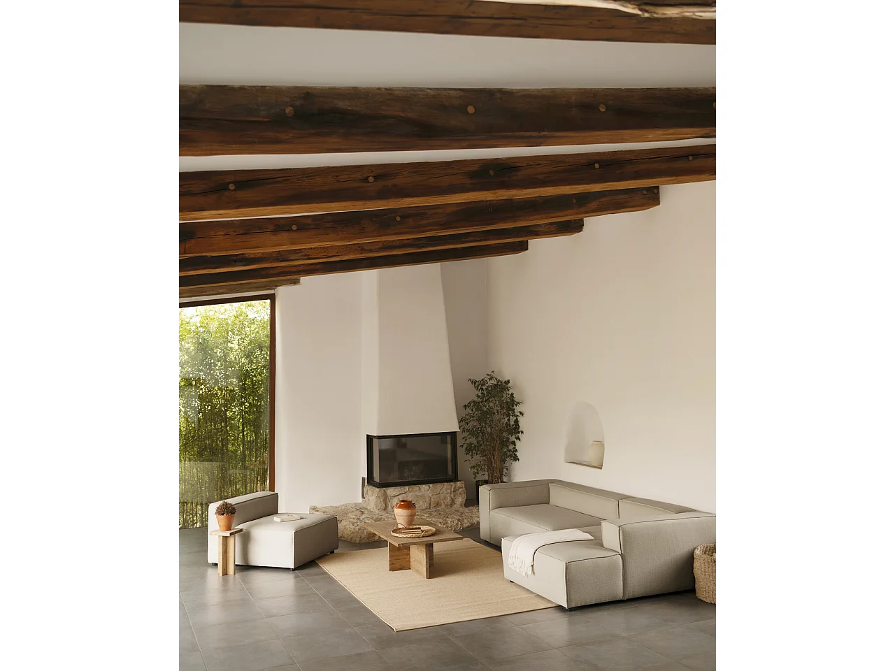 Canapé d'angle droit 3/4 places couleur gris clair 250x175cm